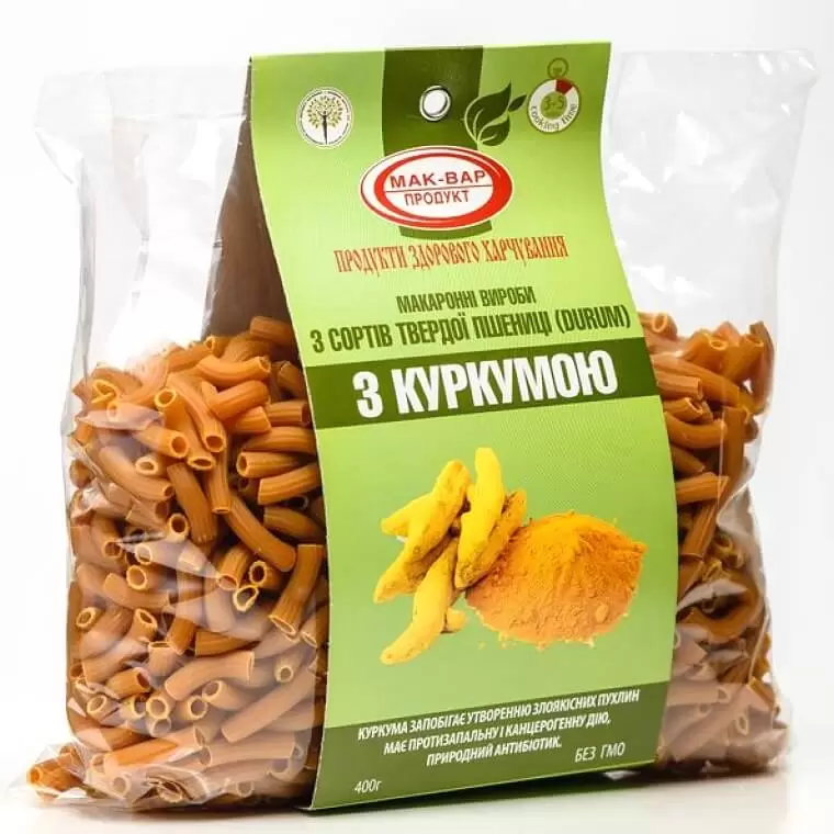 Макароны с куркумой из твердых сортов пшеницы, 400г купить в магазине Роса-Фуд