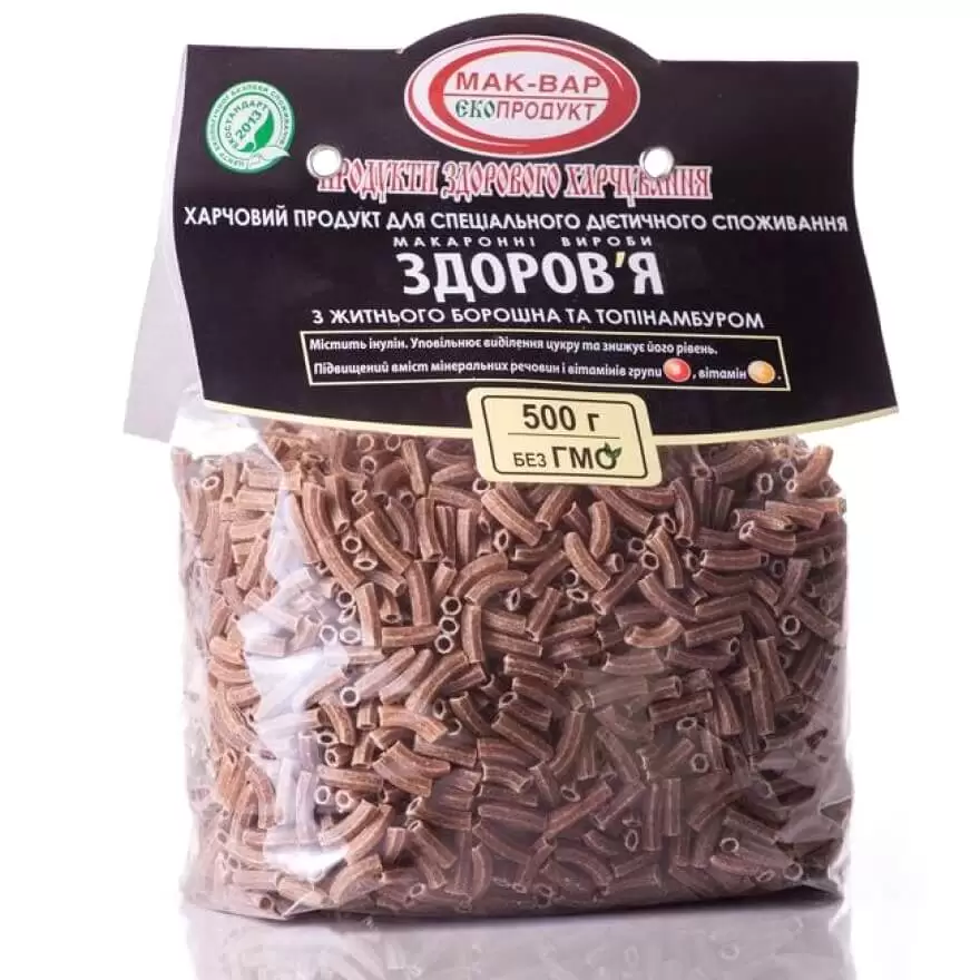 Макароны с топинамбуром из ржаной муки ЗДОРОВЬЕ №6, 500г купить в магазине