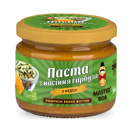 Паста из семечек тыквы с медом Master Bob 200г купить в магазине Роса-Фуд
