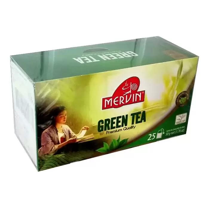 Чай зеленый цейлонский Green Tea Mervin 25 пакетов купить в магазине Роса-Фуд