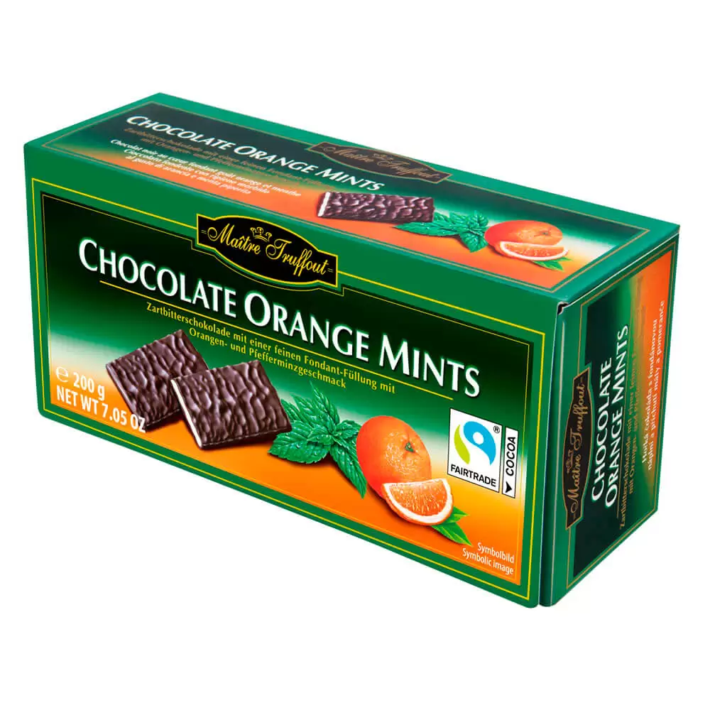 Конфеты Maitre Truffout Chocolate Orange Mints 200 грамм купить в магазине Роса-Фуд